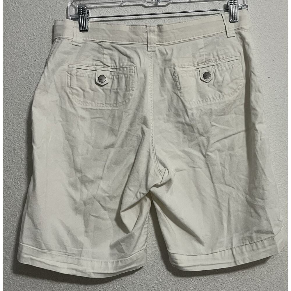 Lee Comfort Waistband Women's Bermuda Shorts 6M White Cotton Stretch Pockets - Picture 2 of 3